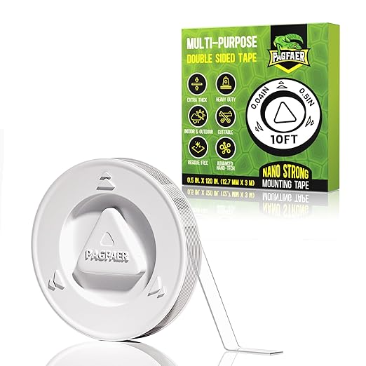 Thin Double Sided Tape, 1/2" 10' Arcylic Nano Tape, Transparent Two Sided Mounting Tape, Clear Hanging Adhesive Strips for Wall, Poster, Photo, Craft