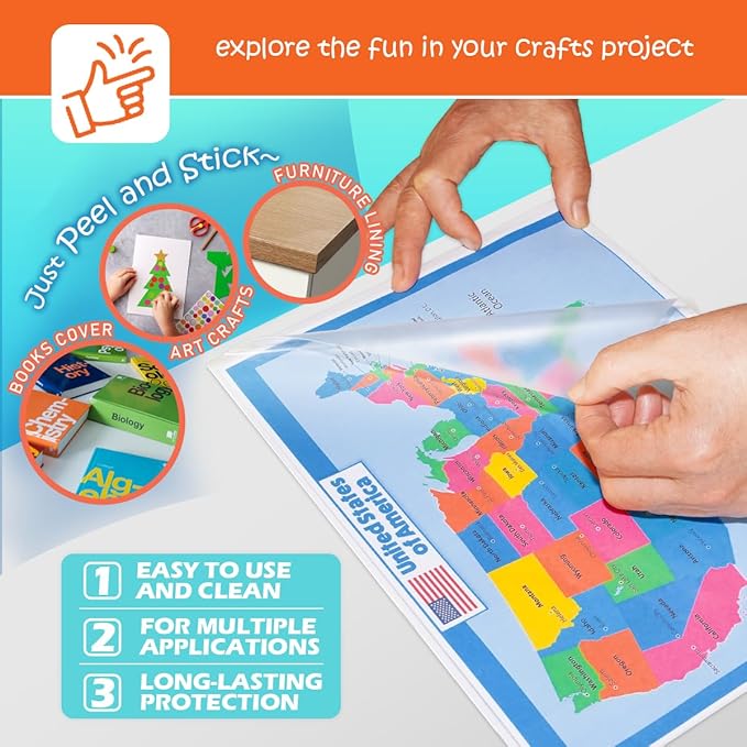 Olivo 2 Pack Clear Contact Paper Roll for Books Crafts 17.5in x 5ft Peel and Stick Adhesive Book Cover Plastic Protector