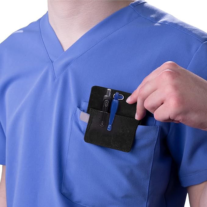 Premium Portuguese Cork Pocket Protector for Men | Multi-Use Pocket Protectors for Shirts and Lab Coats | For Pen, Pencils, Pointers, and More | 2 Pack of Black Pocket Organizer Protectors