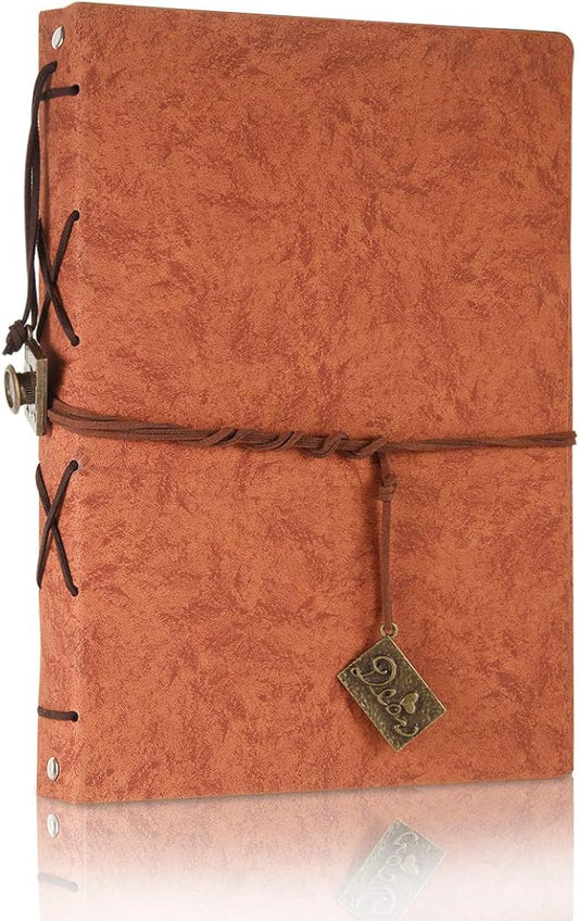 ThxMadam Orange Scrapbook Leather Photo Album Vintage Wedding Guest Book Memory Book with 60 Black Pages Present for Valentines Anniversary Mother’s Day Birthday Gift for Wife Mum Daughter Boyfriend