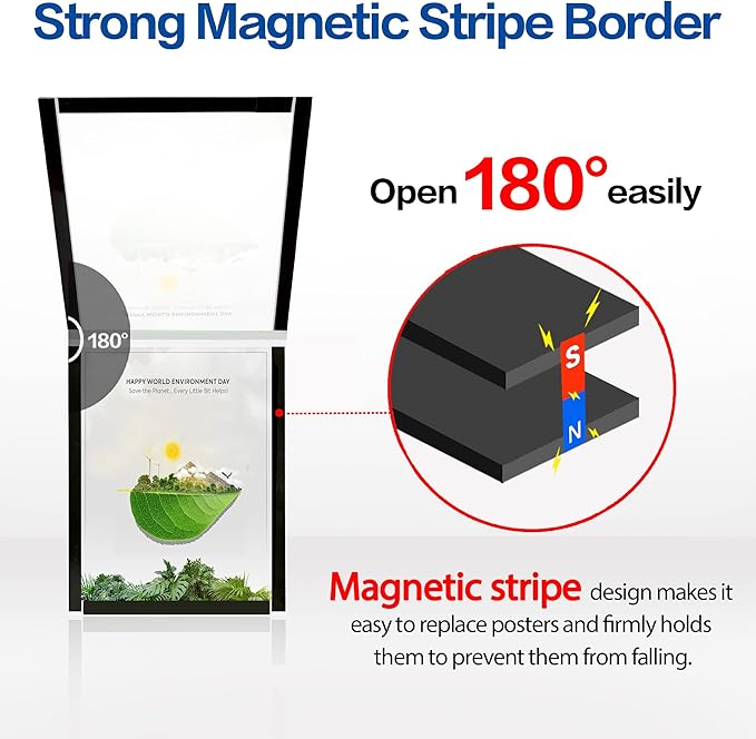 10Pack Acrylic Sign Holder 8.5" x 11" Wall Mount, Self Adhesive Magnetic Display Frame with Tape, Plastic Clear Acrylic Frame for Wall, Office, Store, Home