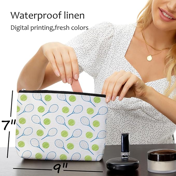 4 PCs Inspirational Makeup Bag - Tennis Accessories Gift Cosmetic Bag Toiletry Bag, Player Graduation Birthday Gifts for Women Girls, Tennis Lovers Sister Team