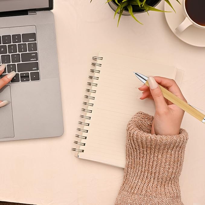 SATINIOR 150 Pcs Bamboo Ballpoint Pens Wooden Retractable Ballpoint Pen Bamboo Black Ink 1mm Pen Wood Sustainable Pens for Men Women Employee Writing Signature Journaling Home Office School