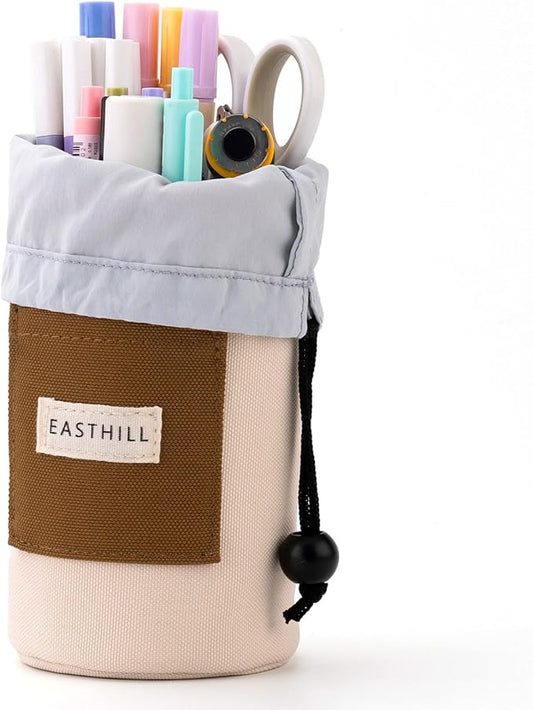 EASTHILL Desk Organizer Pencil Holders Pen Case Pouch for Girls Home School and Office Supplies-Khaki