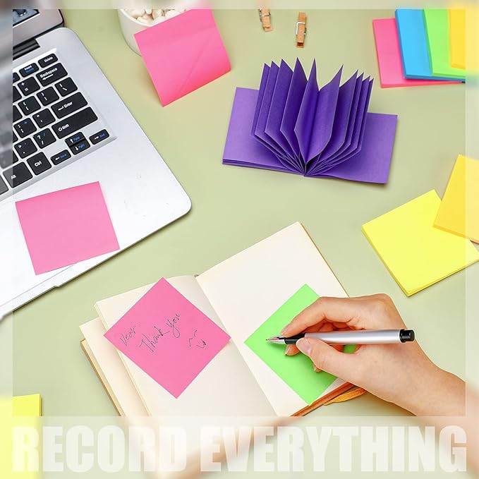 24 Pack Pop Up Sticky Notes 3 x 3 Refills 1200 Sheets Colored Sticky Notes Self Adhesive Memo Pads for Home Office Supplies(Dark Color, Classic)