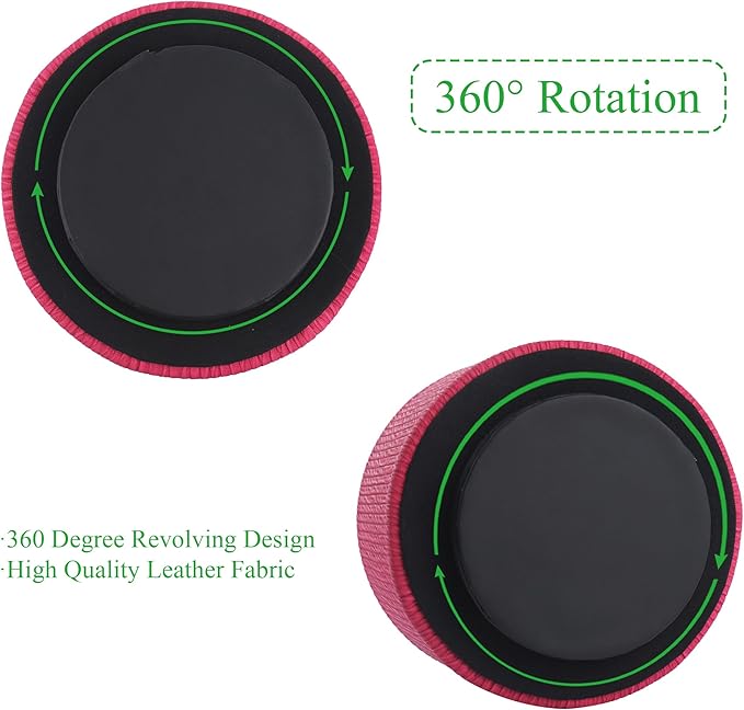 Hennaja Round Leather Art Supply Organizer,Remote Control Holder,360 Degree Spinning,Multi-Functional Pencil Holder,4 Compartments Desktop Stationary Organizer(1-Vertical Wood Red)