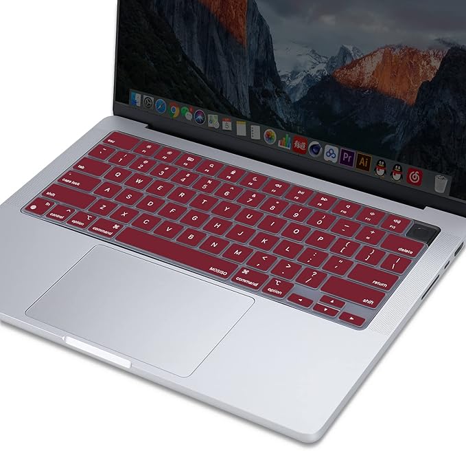 MOSISO Keyboard Cover Skin Compatible with MacBook Air 15 inch M3 A3114 M2 A2941/Air 13.6 A3113 A2681/Pro 14/16 M4 M3 M2 M1, Marsala Red