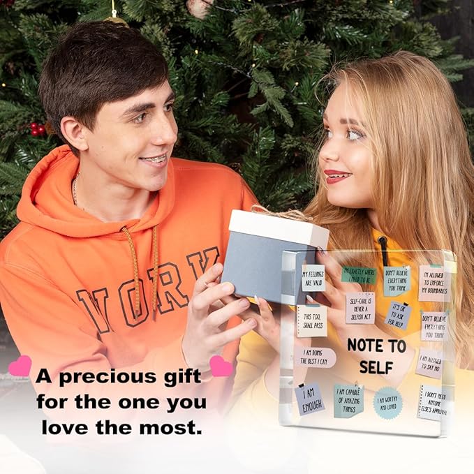 Positive Affirmation Gifts for Women Men Friends, Mental Health Therapist Office Desk Acrylic Sign, Counseling Office Art Decorative Signs for Desk Shelf Tabletop Cubicle, Note to Self