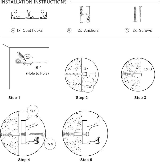 SKOLOO 17-Inch Natural Wood Coat Rack Wall Mount with 3 Triple Hooks - Ideal for Family Entrances, Classrooms, and Pet Supplies Storage - Perfect Coat Hooks for Wall