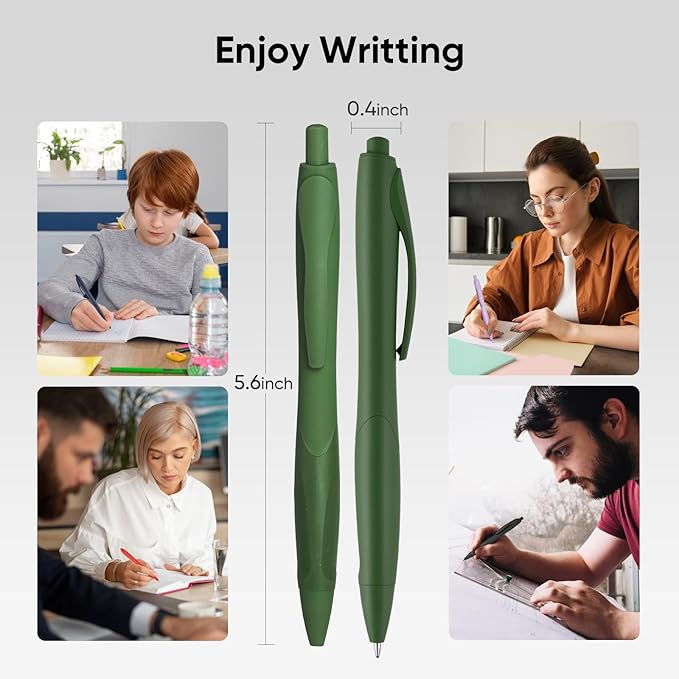 BallPoint Pens, 30 Pack (BLACK Ink),Bulk Pens, Green Barrel,Click Pens for Office Home and School, Retractable Ballpoint Pens, Medium Point, 1.00MM (Green)