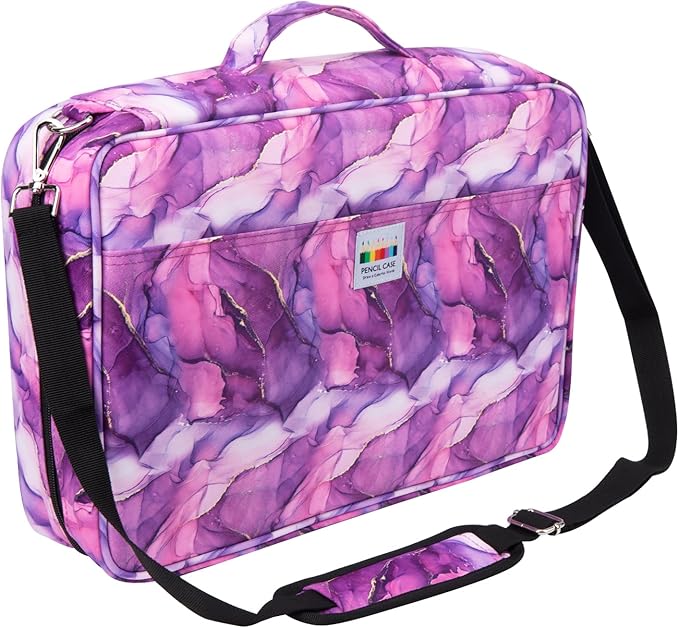 YOUSHARES Big Capacity Colored Pencil Case - 480 Slots large Pen Case Organizer with Multilayer Holder for Prismacolor Colored Pencils & Gel Pen (Marble Purple)