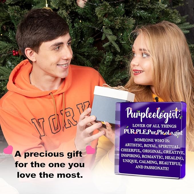 Purple Lover Gifts for Women Bestie Friends, Positive Affirmation Desk Acrylic Sign, Motivational Work Desk Sign Office Cubicle Desktop Decorative Signs