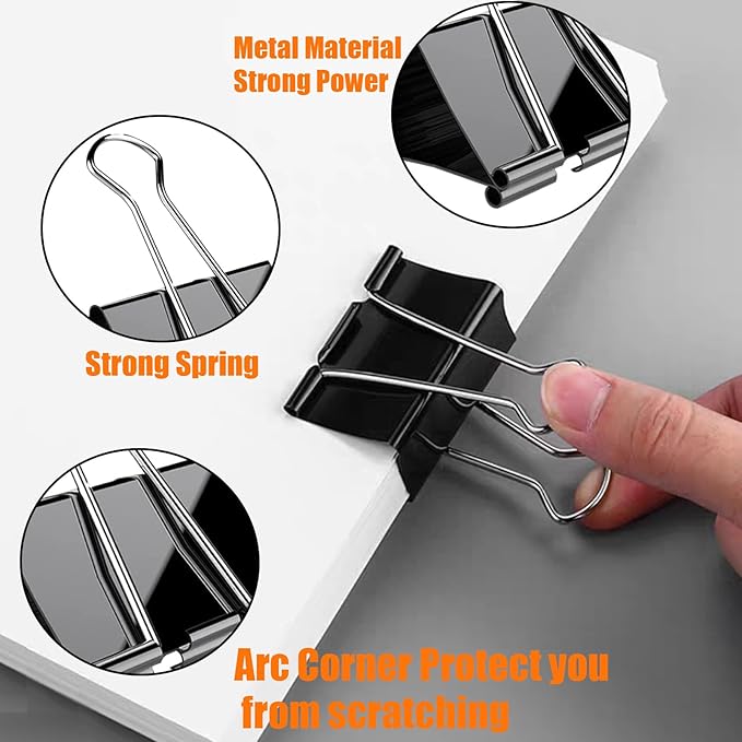 Extra Large Binder Clips 2 Inch (60 Pack), Heavy Duty Big Binder Clips Big Paper Clamps for Office and Home Supplies, Black