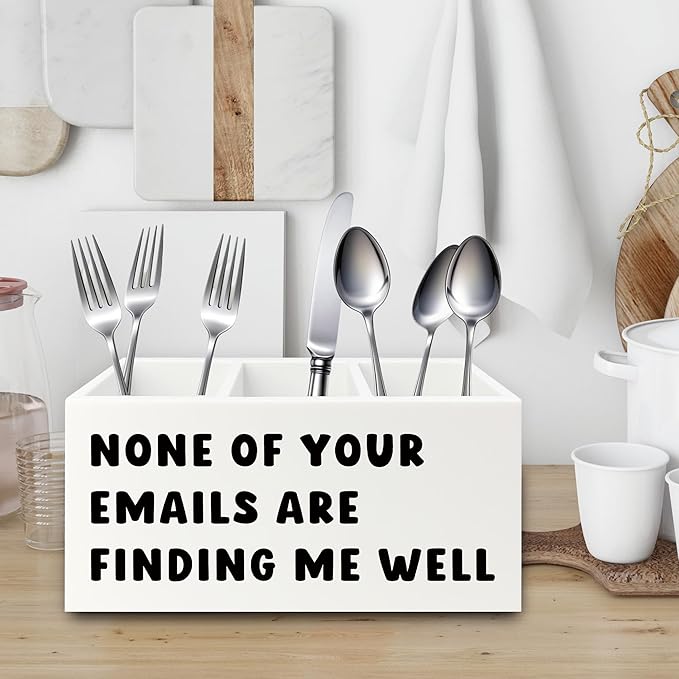 Funny Office Pen Pencil Holder Organizer for Desk, Sarcastic Gifts for Women Men, Funny Coworkers Gifts Wooden Box Sign for Home Office Desk Tabletop Decorations