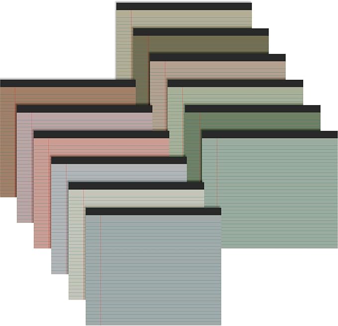 Lincia 12 Pcs 11" x 9.5" Legal Pads College Ruled Notepad Landscape Notebook Horizontal Lined Notebook 80 Gsm Assorted Colors Paper Pastel Writing Pads for School Office, 40 Sheet (Sweet Color)