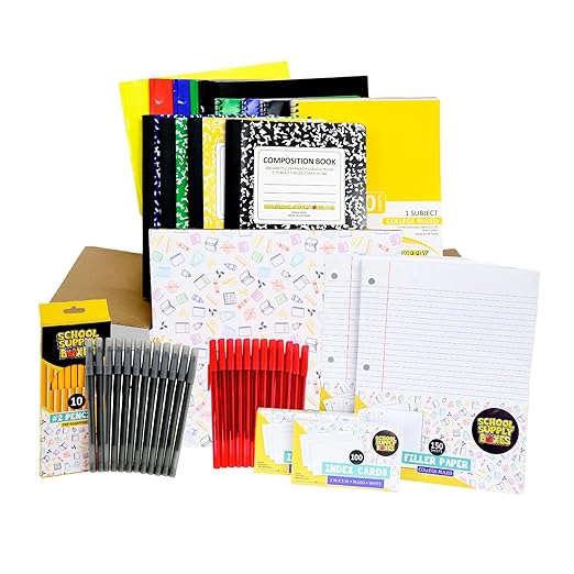 High School Writing Bundle | Case (2 Boxes) - 51 Pieces per Box | School Supply Boxes - Back to School Essentials | Includes Composition Books, Loose Leaf Paper, Index Cards, 12 ct. Pens & More