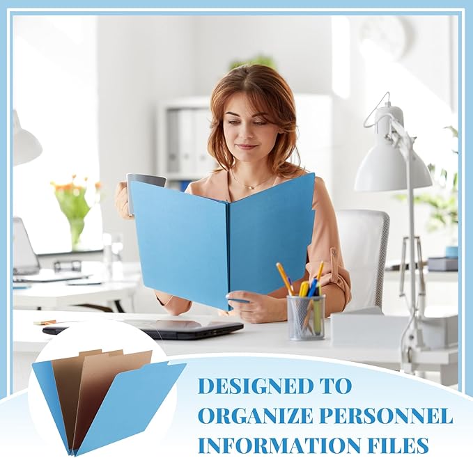 Skyygemm 24 Pcs Classification Folders Letter Size, 2 Pocket Dividers Pressboard File Folder with Fasteners, Expanding File Organizer Bulk for Teachers, Clergy, Office, Church, Christmas (Blue)
