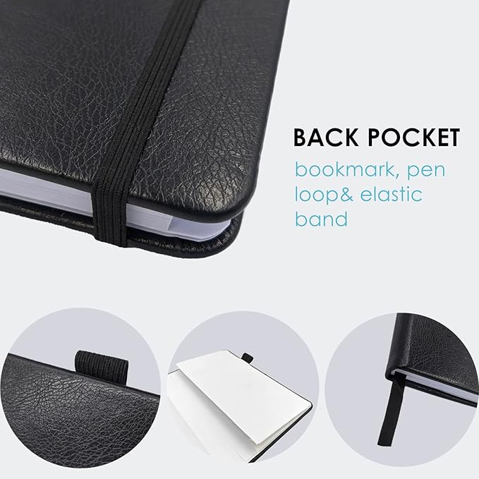 Elegant Password Book with Alphabetical Tabs - Hardcover Password Book for Internet Website Address Login - 5.2" x 7.6" Password Keeper and Organizer w/Notes Section & Back Pocket (Black)