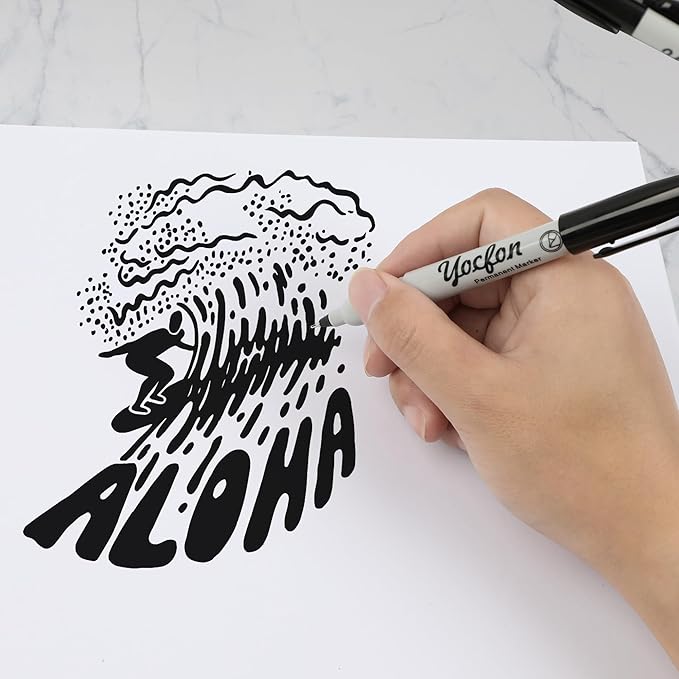 Ultra Fine Point Black Permanent Markers, 24 Pack Ultra Fine Point Black Permanent Marker set, Works on paper, Plastic, Stone, Glass, Metal