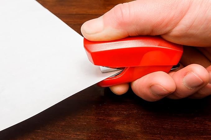 Aria Premium Mini Stapler Set by PraxxisPro - with Built-in Staple Removers, 2000 Standard Staples Included - for Office, School, and Travel, Set of 2, Blue & Red