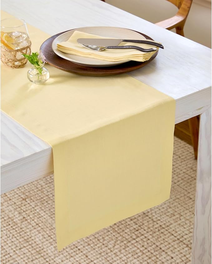 Solino Home Linen Golden Straw Table Runner 144 Inches Long - 100% Pure Linen Extra Long Table Runner 14 x 144 Inch for Fall, Autumn, Thanksgiving - Fete