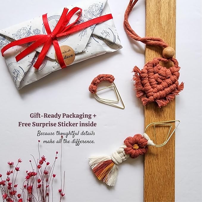 Set of 3 Whimsical Bookmark | Book tabs Classroom Must Haves Crochet Flower Bookmark Paper Clips Bullet Journal Tassels for Bookmarks Cute Things Teacher Must Haves