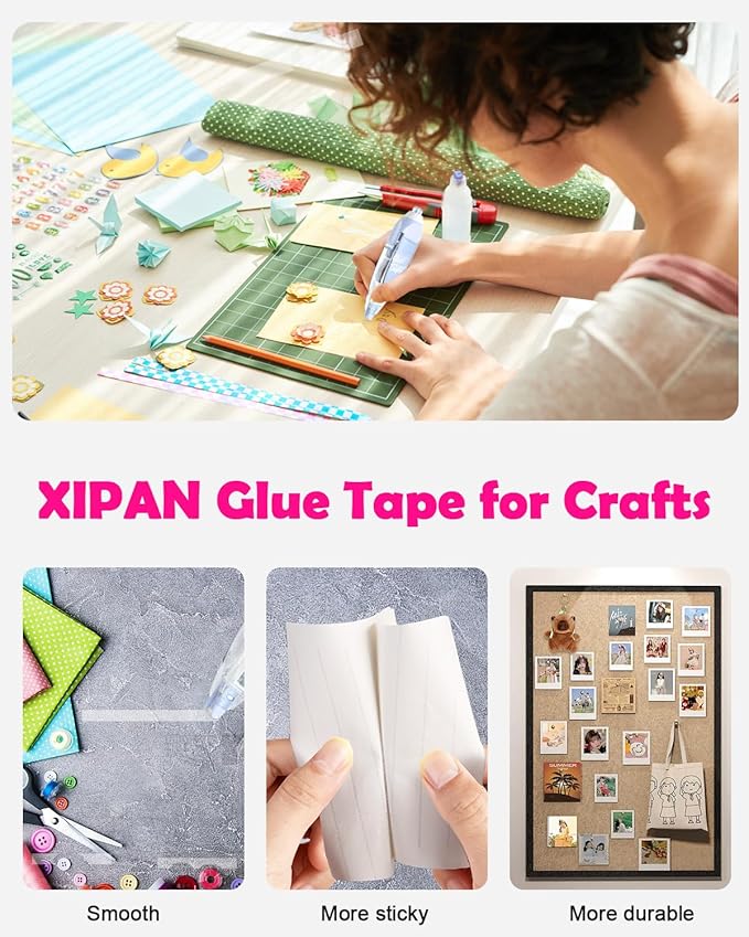 Retractable Glue Tape for Scrapbooking, 4 Pcs Double Sided Tape Roller for Crafts with 4 Extra Refills,16FT Scrapbook Tape Runner, Tape for Gift Wrapping Art Junk Journal School Office Supplies