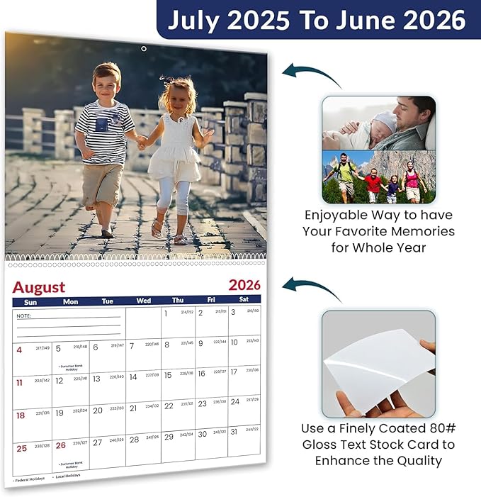 Custom Calendar 2026 for Home & Office - Print Your 13 Memories,Make Your Own Personalized Calendar Customized Christmas Gift &use your photo (Wall Calendar2 （11"×17"）, 5 Packs)