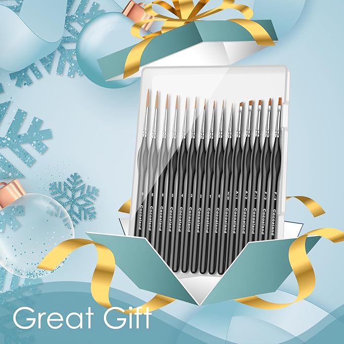 Miniature Paint Brushes,15Pcs Small Fine Tip Paintbrushes, Micro Detail Paint Brush Set, Triangular Grip Handles Art Brushes Perfect for Acrylic, Watercolor, Oil, Craft, Models(Black)