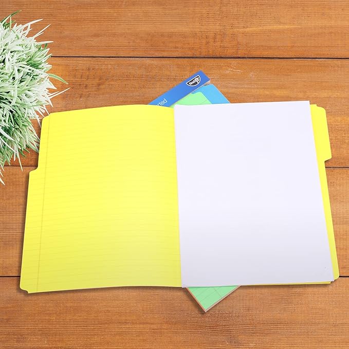 Find It File Folder Notepad - Pack of 12-9.5 x 12.5 Inch Notebook Organizer Folders for Filing, Document, and Clipboard Organization - Assorted Neon Colors