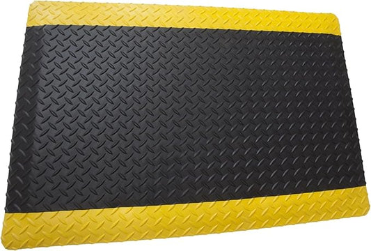 Rhino Mats, American Classic Diamond Anti-Fatigue Mats, Industrial Ergonomic Comfort Standing Mat for Work, Home, Garage, Office, Kitchen or Anywhere (Black/Yellow 1" Thick, 2 FT. x 20 FT.)