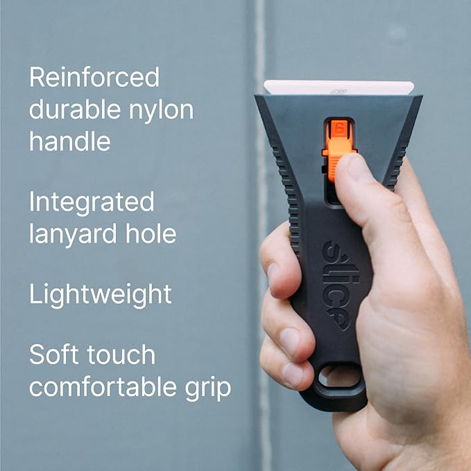 Slice 10591 Manual Utility Scraper, Locking Ceramic Blade, Rust Free, Finger Friendly, Soft-Touch Comfort Grips Reduce Strain, Regular - Manual (Locks in Position)