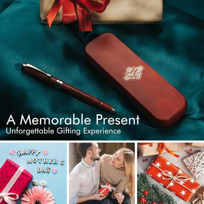 Wordsworth & Black Fountain Pen Set, Luxury Bamboo Wood - Fine Nib, Gift Case; Includes 6 Ink Cartridges, Ink Refill Converter -Journaling, Calligraphy; Drawing, Smooth Writing [Rosewood]