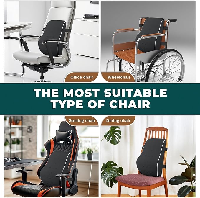 QUTOOL Lumbar Support Pillow with DIY Gift Box - Birthdays Gifts for Women Men, Ergonomic Back Support with Breathable 3D Mesh Cover, Suited for Office Chairs, Gaming Chairs，Car, Home Use (Black)