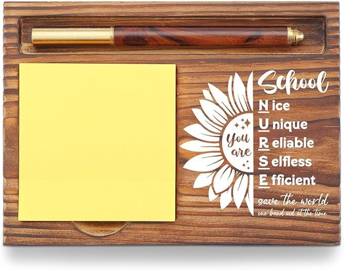School Nurse Gifts Sticky Note Holder, Thank You Appreciation Gifts for Nurses Week, School Office Desk Organizer, Employee Recognition Desk Accessory TZP118