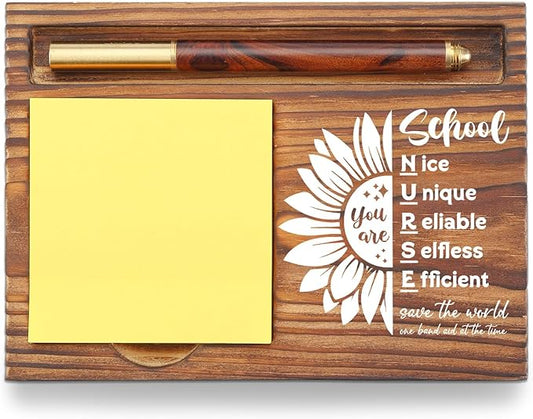 School Nurse Gifts Sticky Note Holder, Thank You Appreciation Gifts for Nurses Week, School Office Desk Organizer, Employee Recognition Desk Accessory TZP118