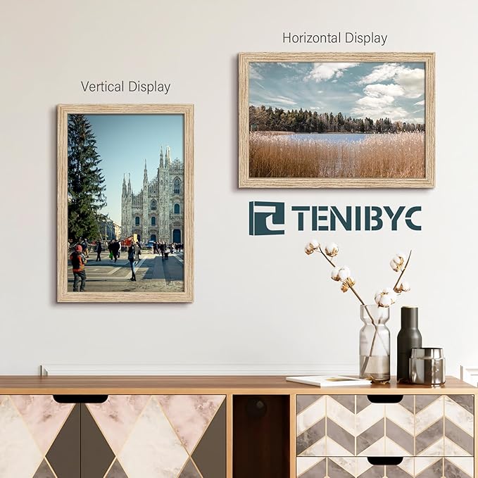 12x18 Oak Wood Frame with HD Glass - 3pk, Natural Solid Wood Picture Poster Frame, Wall Gallery Frame