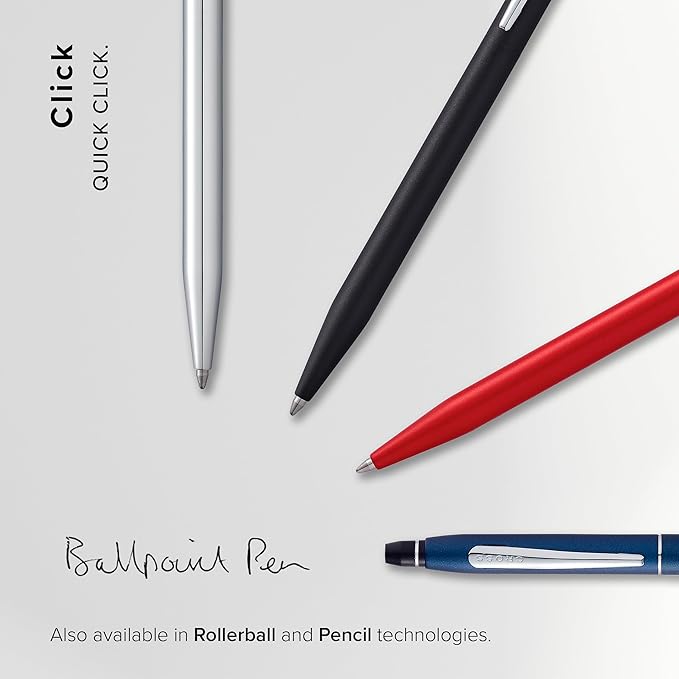 Cross Click Refillable Ballpoint Pen Presented in a Everyday Gift Box - Medium Point, Black Ink, Crimson