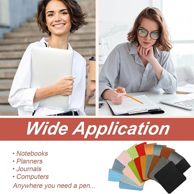 10-Pack Self-Adhesive Pen Loop Holder,Elastic Notebook Pen Holder for Journals,Planners,Diaries,10 Mixed Colors Magnetic Bookmark-Style Pen Holder