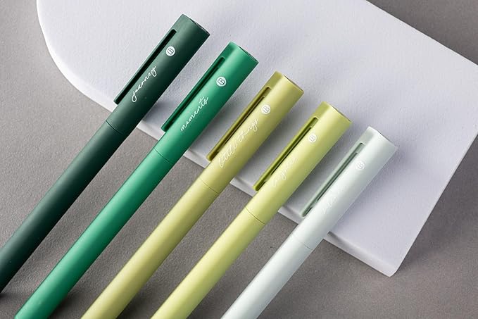 DIVERSEBEE Gel Ink Pens Assorted Colors, 0.5 mm Fine Point, Bible Pens No Bleed Through with Cute Fine Tip, Bible Study Journaling Supplies Set, 5 Pack (Green)