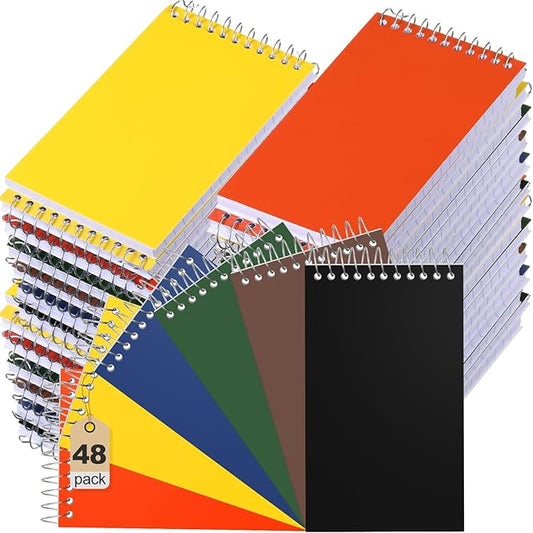 48 Pcs Small Pocket Notebooks 3 x 5 Inch Mini Memo Spiral Notepads Top Bound College Ruled Lined Note Pads for Back School Office Journaling Noting, 75 Sheets/Pad (Classic Color)