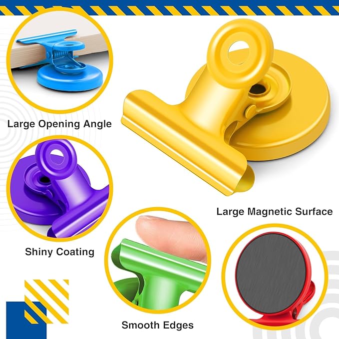 Grtard 6pack Magnetic Clips Heavy Duty, Magnet Clips for Fridge, Refrigerator Magnets, Strong Magnetic Clip,Scratch Free Magnets with Clip for Refrigerator, Whiteboard, Classroom, Locker(Colorful)