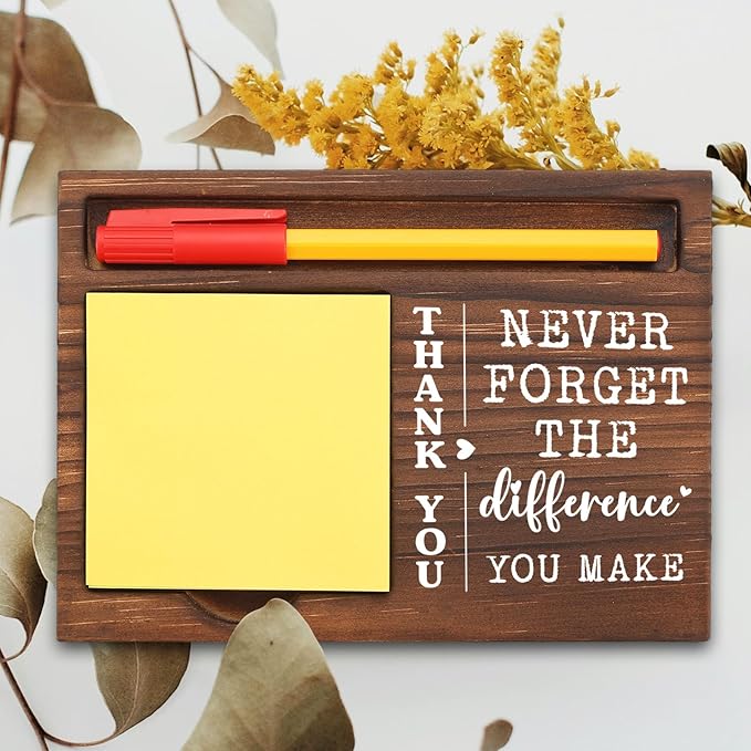 Thank You Desk Organizer Appreciation Gift for Teachers Nurses Healthcare Workers, for Retirement Birthday Farewell New Job Holiday Gifts, Office Stuff Sticky Note Pad Holder Dispenser TBC167