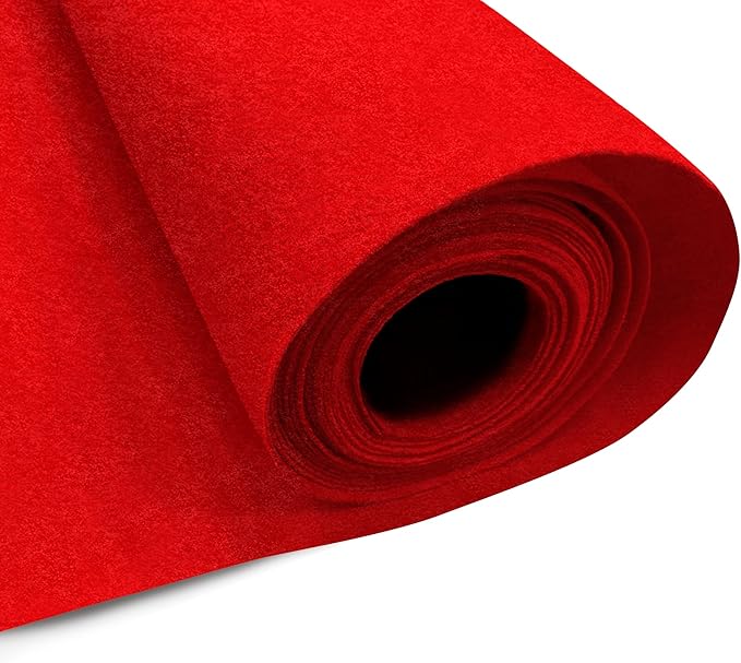 EOVEA | Acrylic Felt Fabric by The Yard - Non-Stiff, Soft Material - 72" Wide - 1.6mm Thick Felt Sheets for DIY Crafts, Sewing, Upholstery, Cushion, Padding(Red, 5 Yard)