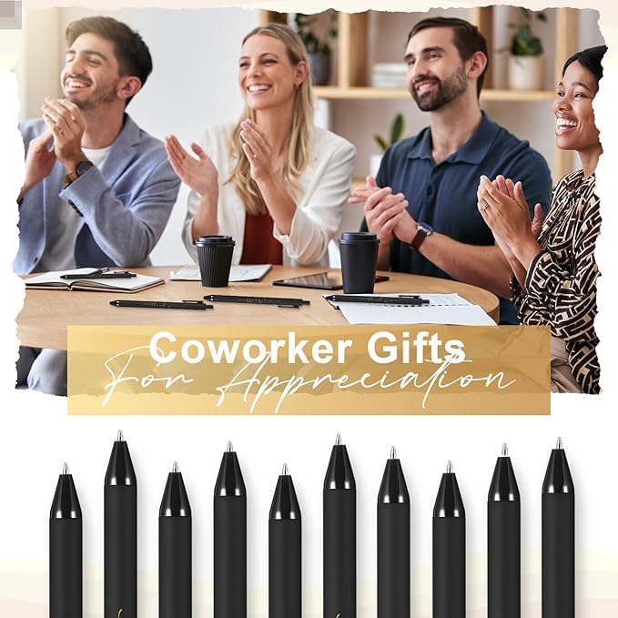 30pcs Thank You Pens Bulk Cute Multicolor Ballpoint Pen for Men Women Server Accessories Employee Holiday Appreciation Gifts for Teacher Office Back to School Party Favor (Black)