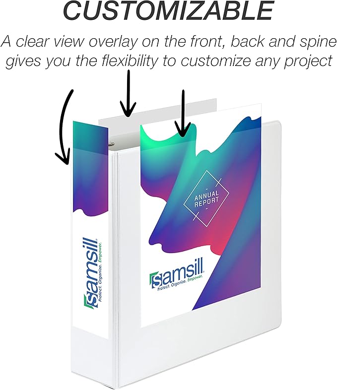 Samsill Durable 3 inch 3 Ring Binder, Made in USA, D Ring Binder, FSC 100% Recycled Chipboard, White, 12 Pack