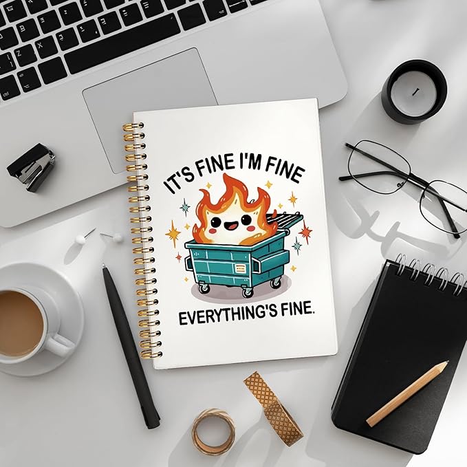 Dumpster Fire Gifts, Funny Dumpster Fire Notebook Journalfor Women & Men, 160 Pages, Hardcover Notebook for Work & Note Taking, Funny Gifts for Coworkers & Friends 5.5x8.3 Inch