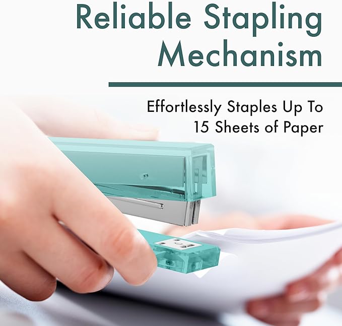 OfficeGoods Acrylic Stapler – Aesthetic & Durable Green Desk Staple for Modern Office – Stylish & Compact Office Supplies for Women & Men