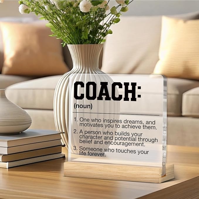 Coach Gifts for Men Women, Best Gift for Coaches, Gifts for Coach, Coach Definition Acrylic Desk Sign Office Decor