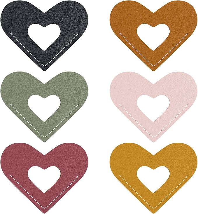 Leather Bookmarks, Wayzton Cute Hollow Heart Corner Bookmark, Personalized Book Accessories Gifts for Women Kids Reading Lovers